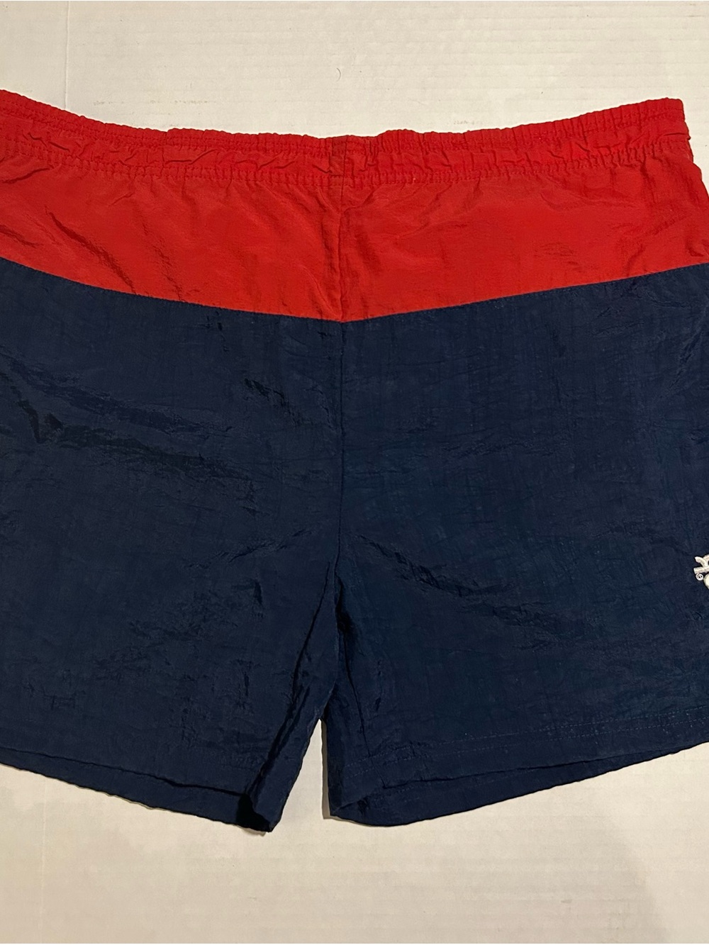 Vintage 80s 90s Small Reebok Red White Blue Nylon Trunks Shorts 136 Athletic